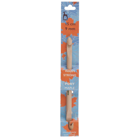 Pony maple wooden double-ended crochet hook, 9mm