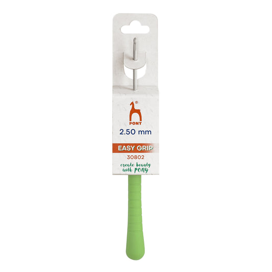 Pony Easy Grip aluminium crochet hook with coloured handle, 2.5mm
