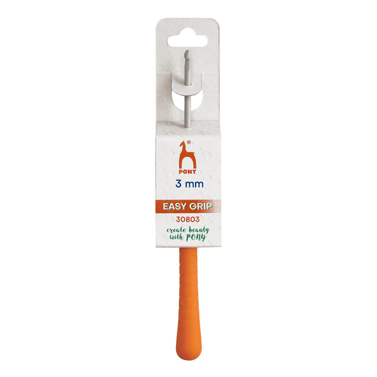 Pony Easy Grip aluminium crochet hook with coloured handle, 3mm