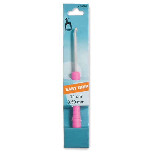 Pony Easy Grip aluminium crochet hook with coloured handle, 3.5mm