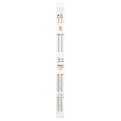 Pair of Pony Classic aluminium knitting needles, 2.75mm x 30cm