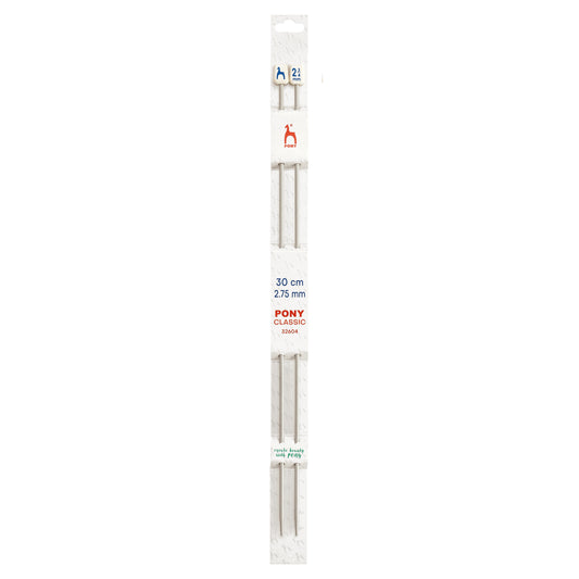 Pair of Pony Classic aluminium knitting needles, 2.75mm x 30cm