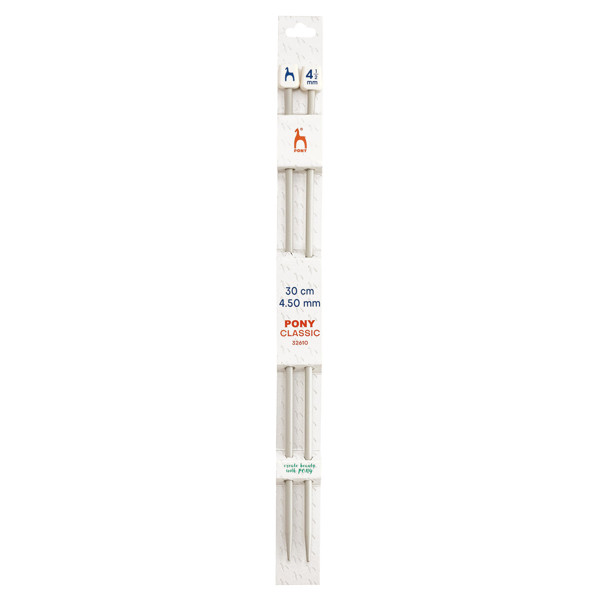 Pair of Pony Classic aluminium knitting needles, 4.5mm x 30cm