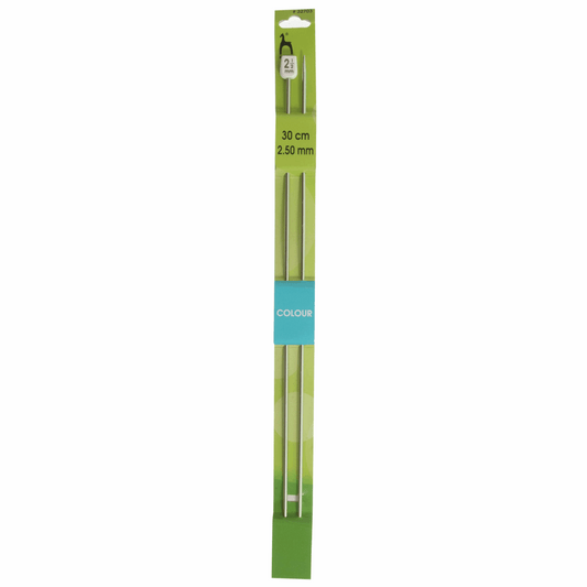 PONY Colour Single-Ended Aluminium Knitting Pins - 30cm x 2.50mm