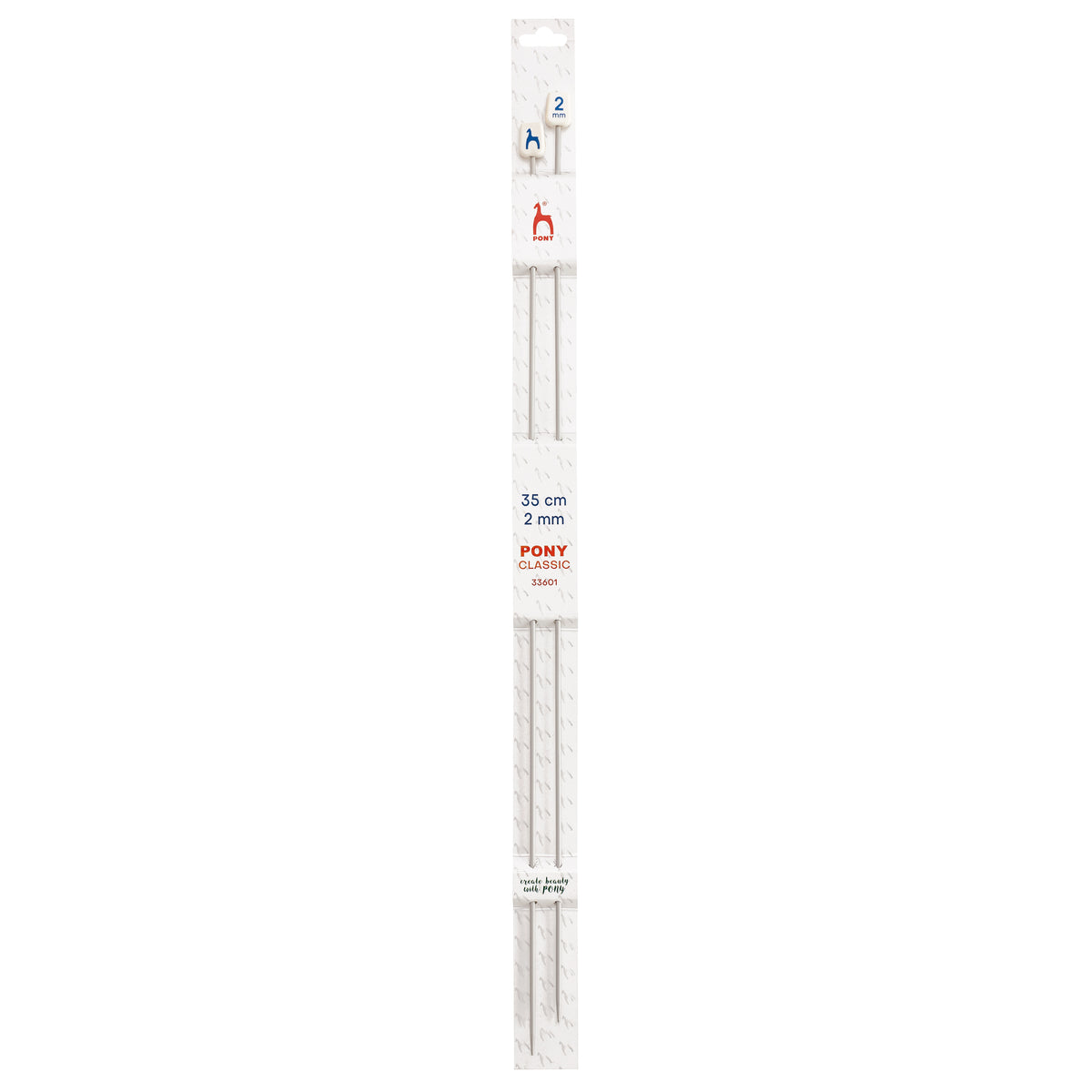 Pair of Pony Classic aluminium knitting needles, 2mm x 35cm
