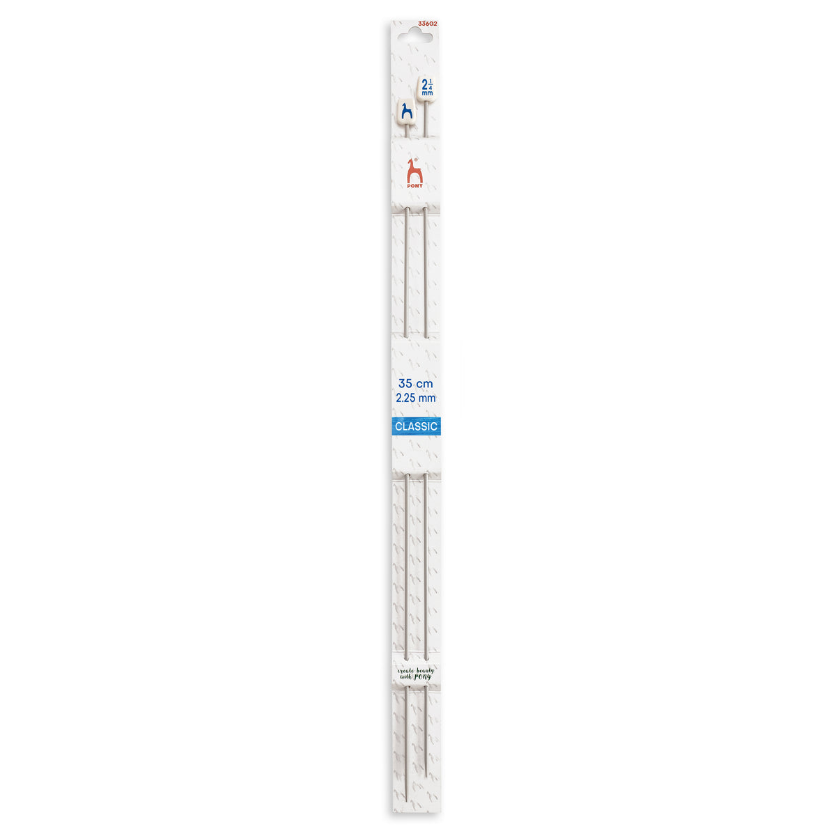 Pair of Pony Classic aluminium knitting needles, 2.25mm x 35cm