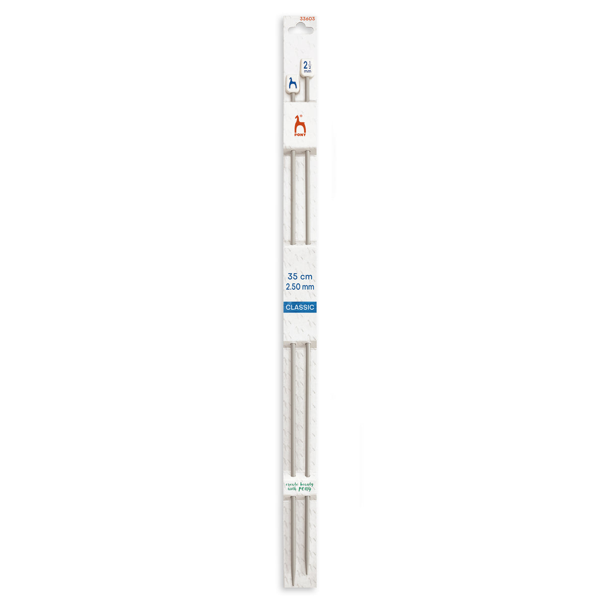 Pair of Pony Classic aluminium knitting needles, 2.5mm x 35cm