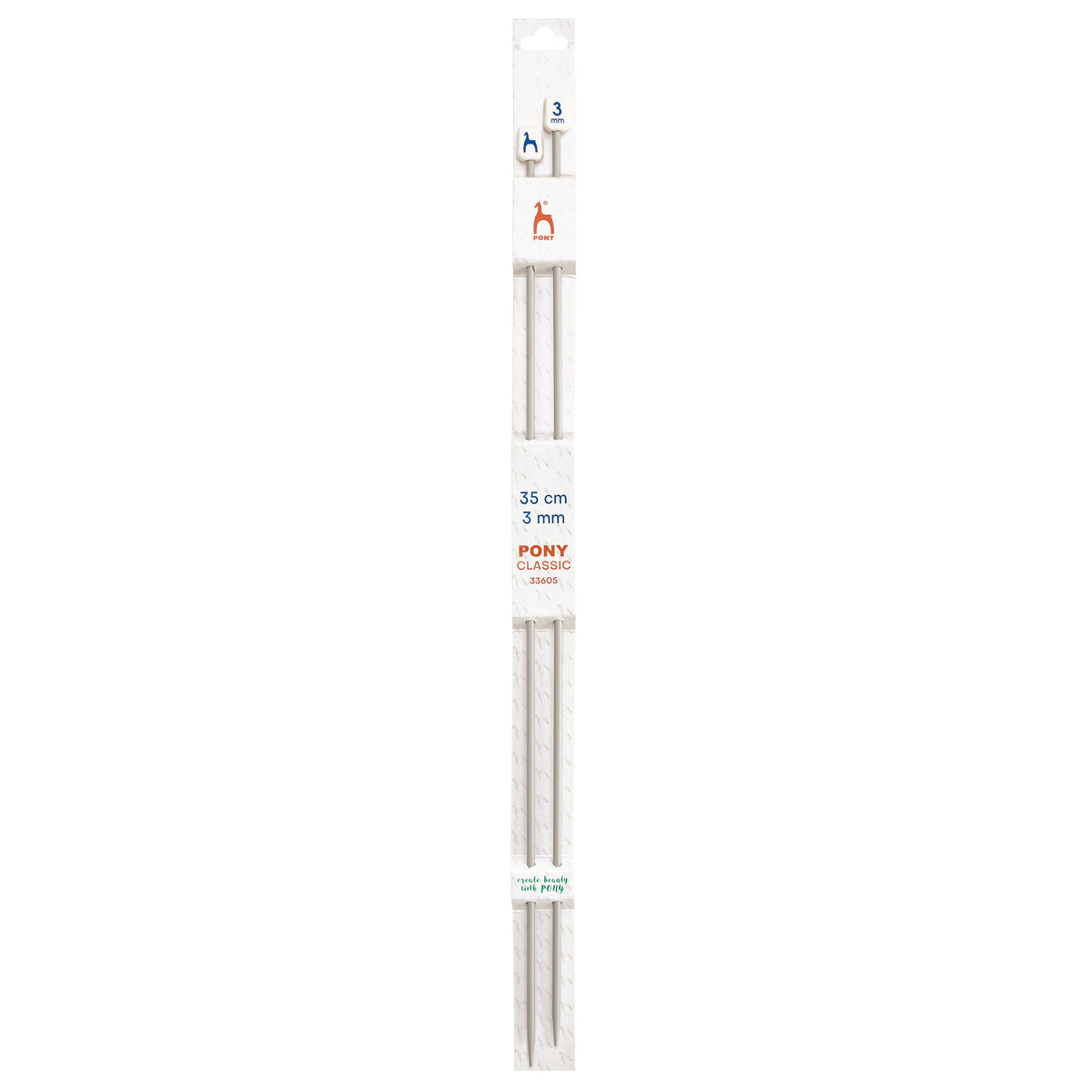 Pair of Pony Classic aluminium knitting needles, 3mm x 35cm