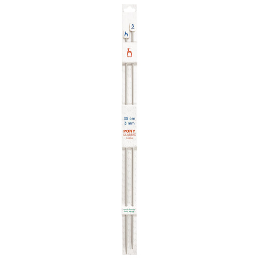 Pair of Pony Classic aluminium knitting needles, 3mm x 35cm