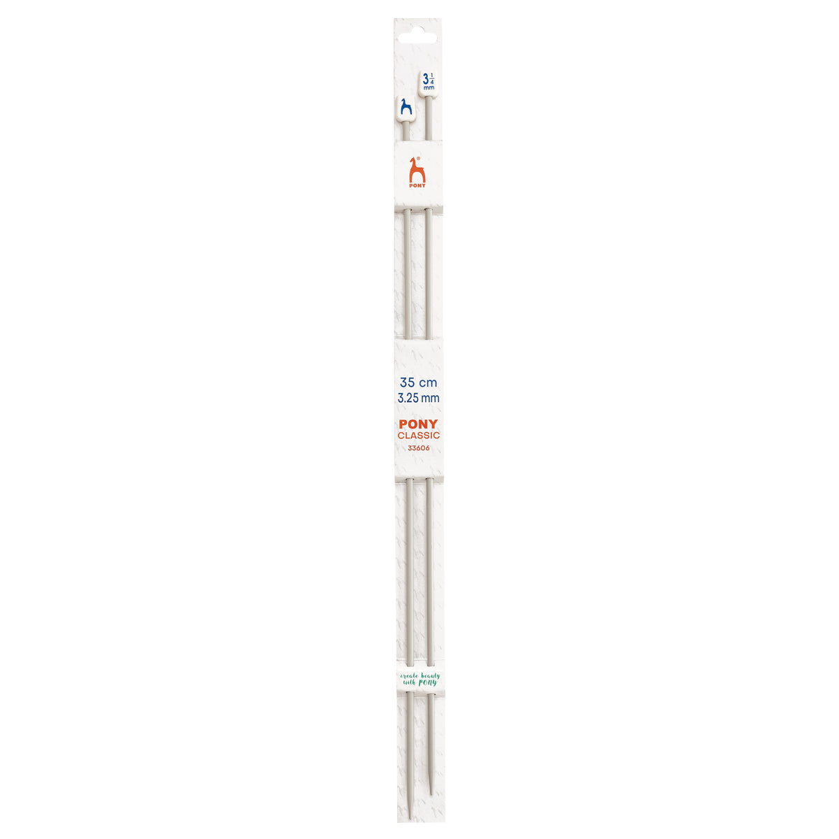 Pair of Pony Classic aluminium knitting needles, 3.25mm x 35cm
