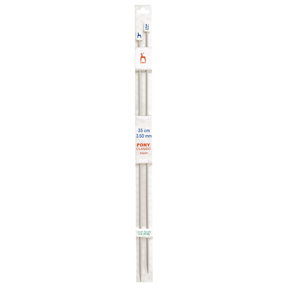 Pair of Pony Classic aluminium knitting needles, 3.5mm x 35cm