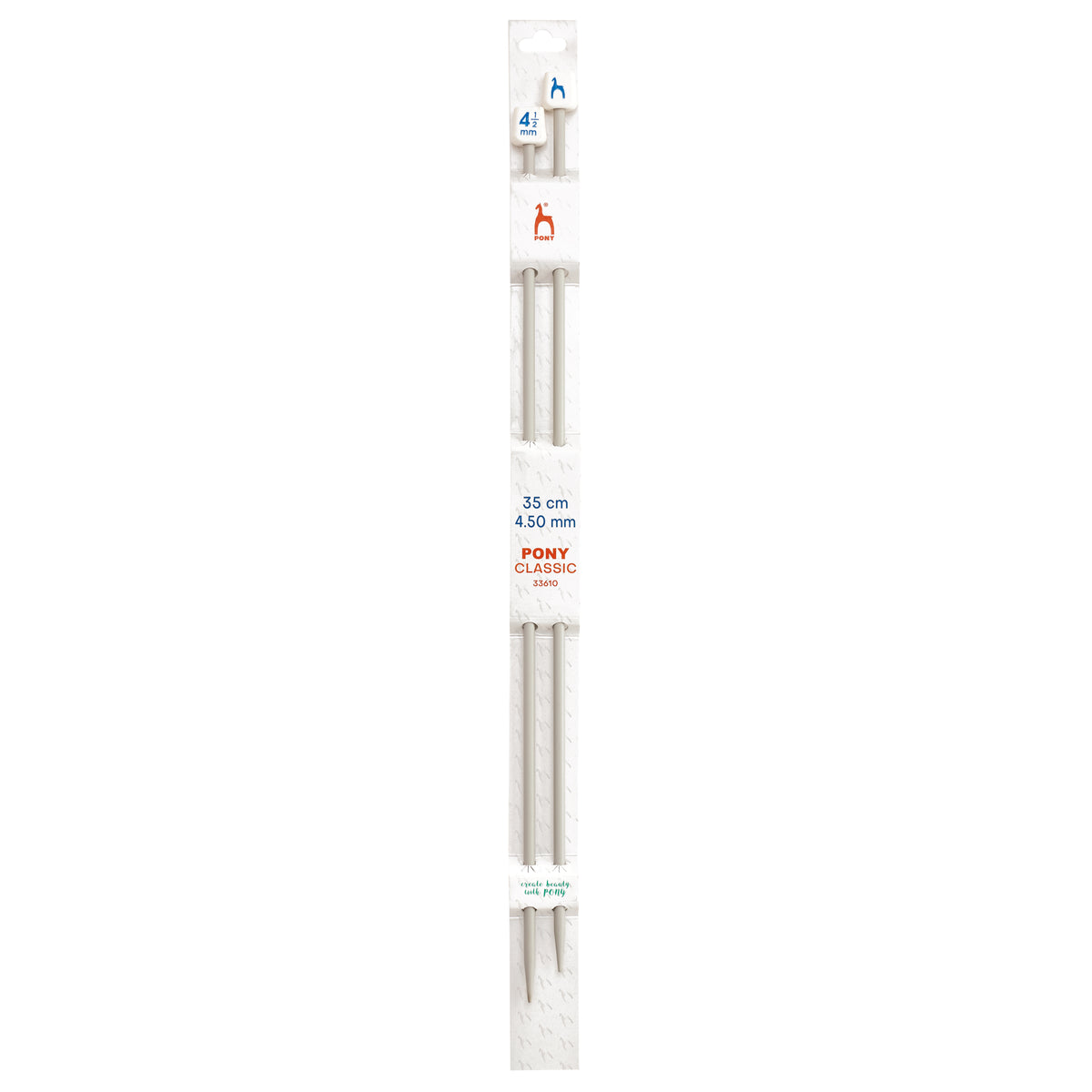 Pair of Pony Classic aluminium knitting needles, 4.5mm x 35cm