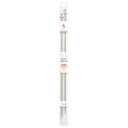 Pair of Pony Classic aluminium knitting needles, 4.5mm x 35cm