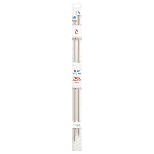 Pair of Pony Classic aluminium knitting needles, 4.5mm x 35cm