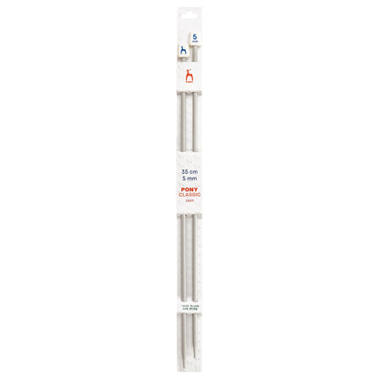 Pair of Pony Classic aluminium knitting needles, 5mm x 35cm