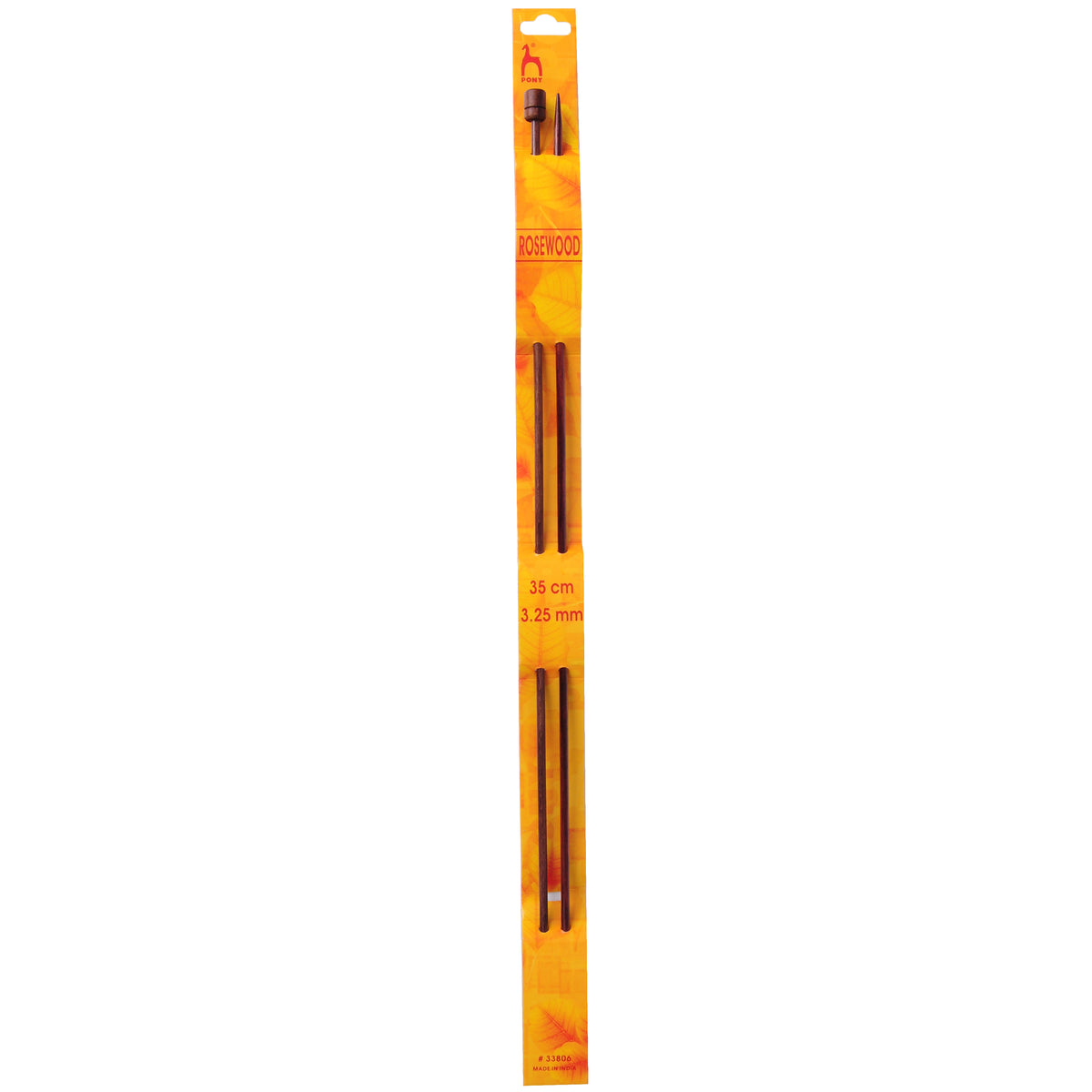 Pair of Pony rosewood knitting needles, 3.25mm x 35cm