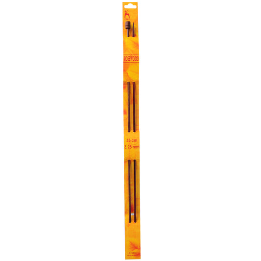 Pair of Pony rosewood knitting needles, 3.25mm x 35cm