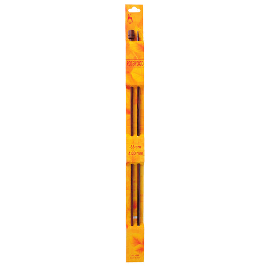 Pair of Pony rosewood knitting needles, 4mm x 35cm