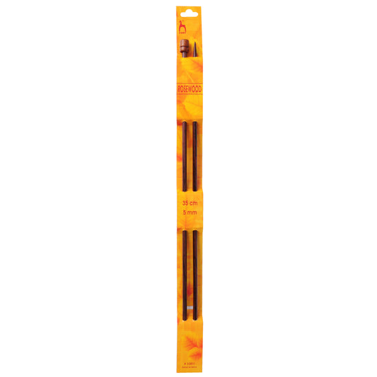 Pair of Pony rosewood knitting needles, 5mm x 35cm