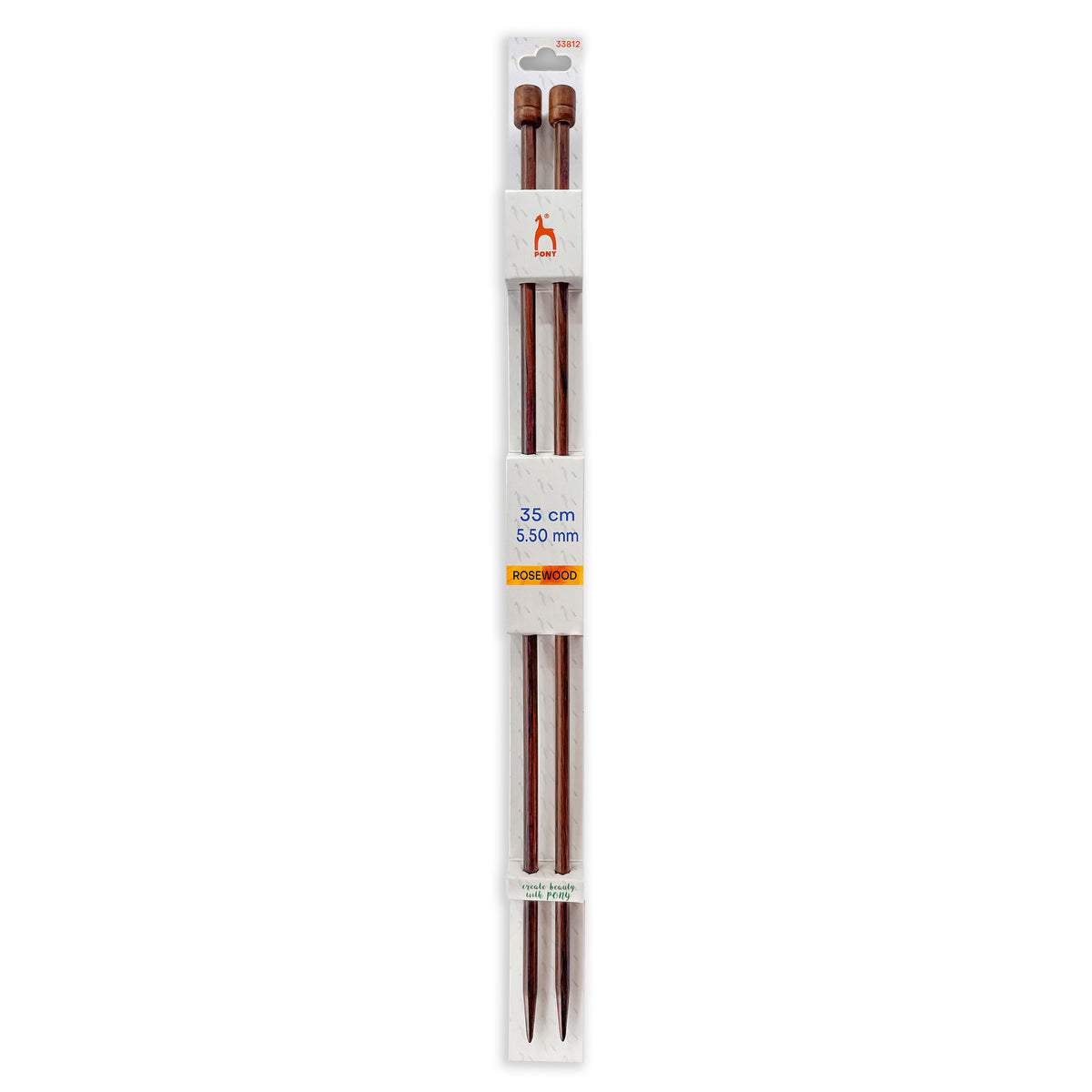 Pair of Pony rosewood knitting needles, 5.5mm x 35cm