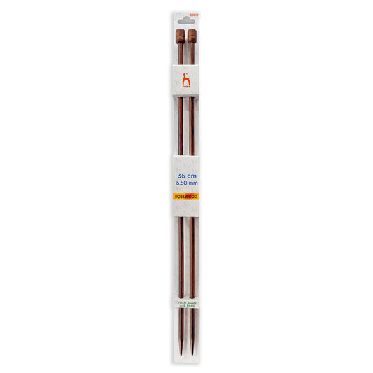 Pair of Pony rosewood knitting needles, 5.5mm x 35cm