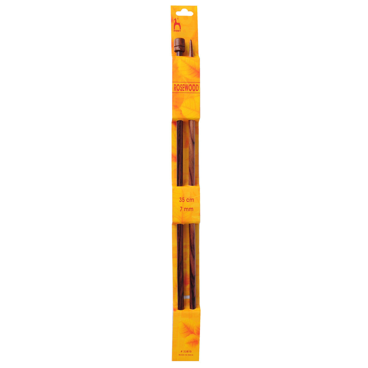 Pair of Pony rosewood knitting needles, 7mm x 35cm