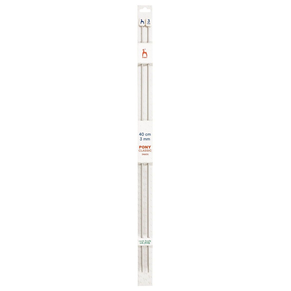 Pair of Pony Classic 3.00mm grey aluminium knitting pins