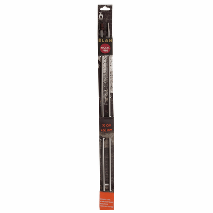 PONY 'Elan' Single-Ended Stainless Steel Knitting Pins with Rosewood Knob - 35cm x 4.50mm