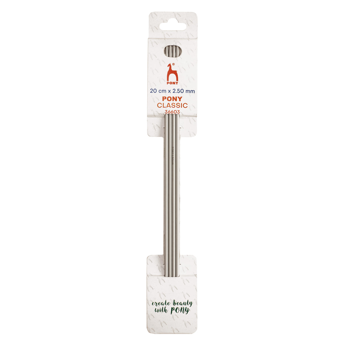 Set of 4 Pony aluminium double-pointed knitting needles, 2.50mm