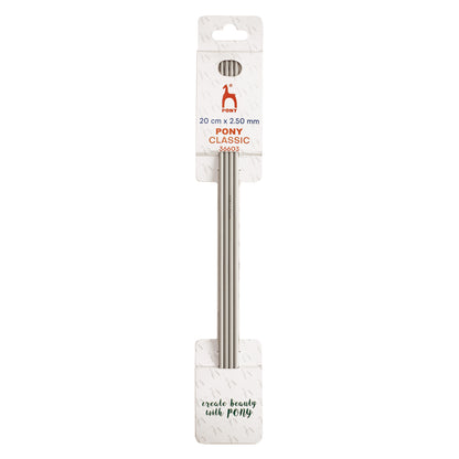 Set of 4 Pony aluminium double-pointed knitting needles, 2.50mm
