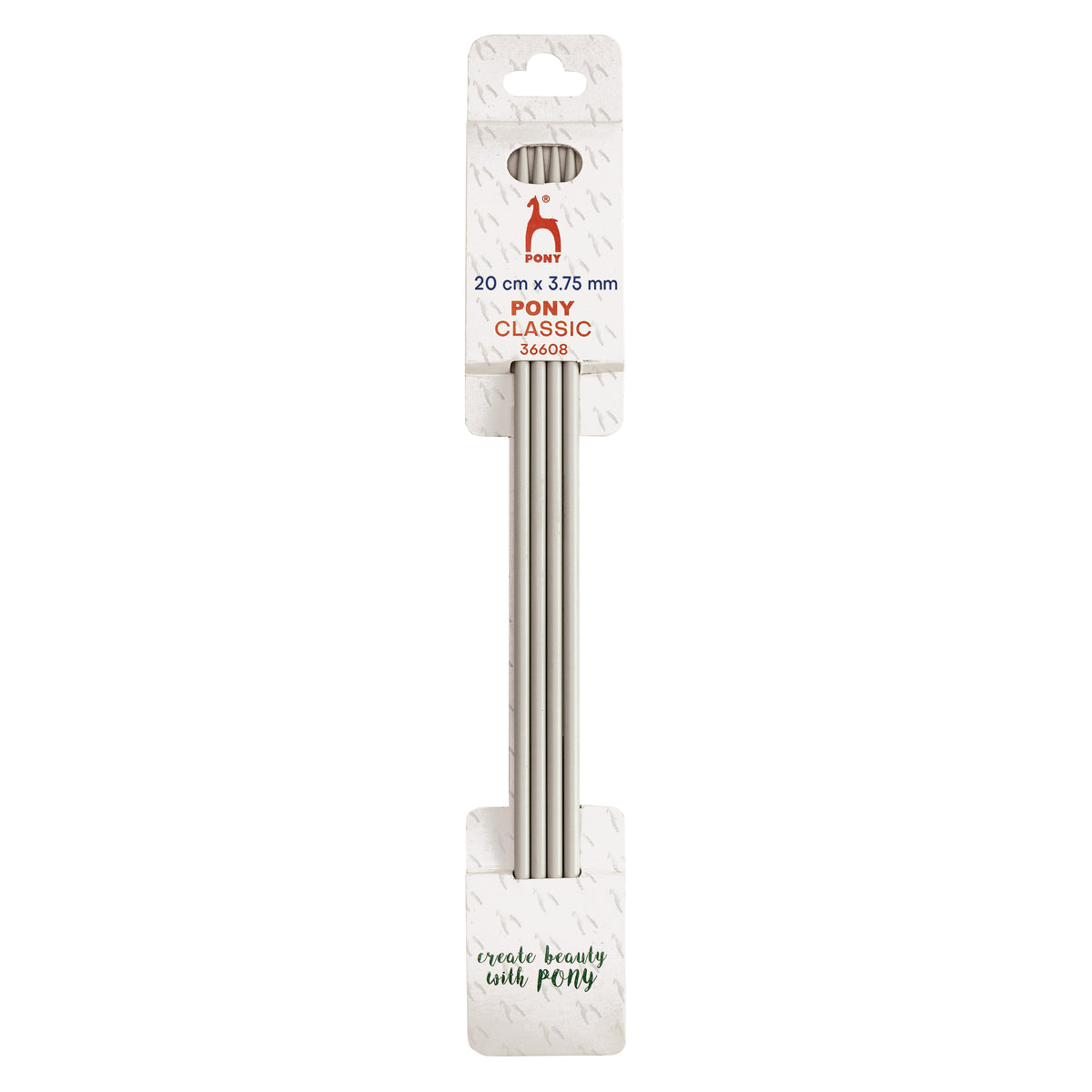 Set of 4 Pony aluminium double-pointed knitting needles, 3.75mm