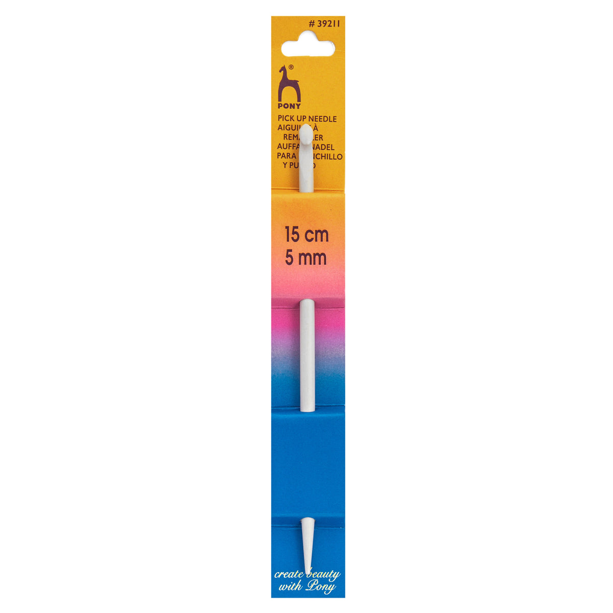 Pony aluminium pick-up needle with pointed and hooked ends, 5.00mm