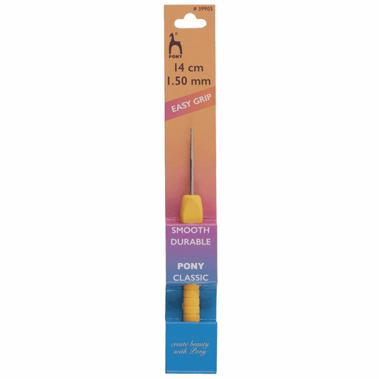 PONY Easy Grip Steel Crochet Hook - Flat Finger 14cm