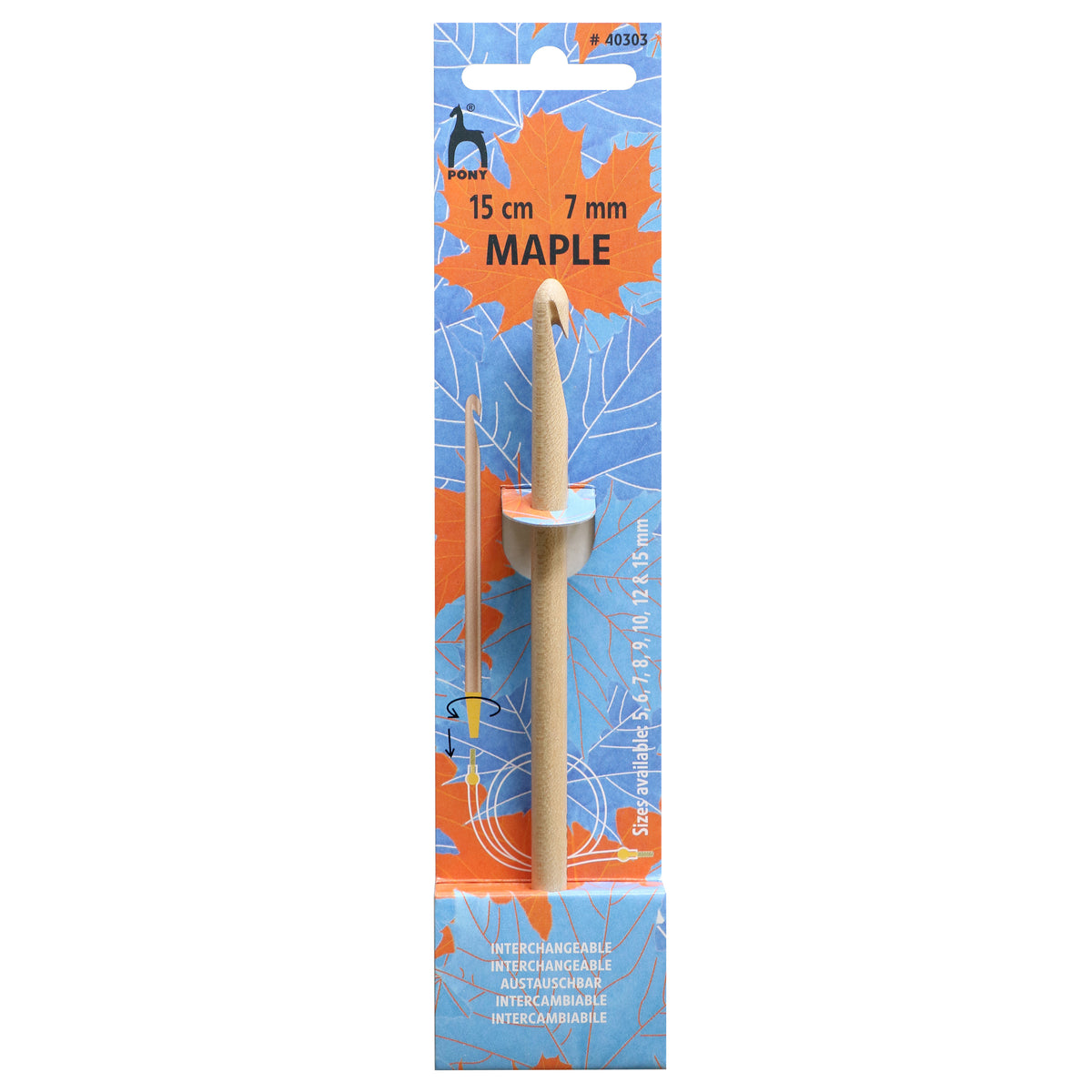 Pony maple wood interchangeable crochet hook with brass fitting, 7.00mm