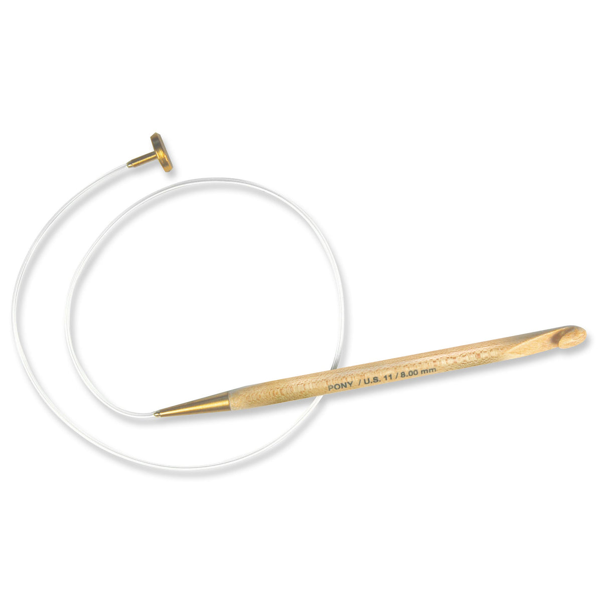 Pony maple wood interchangeable crochet hook with brass fitting, 8.00mm