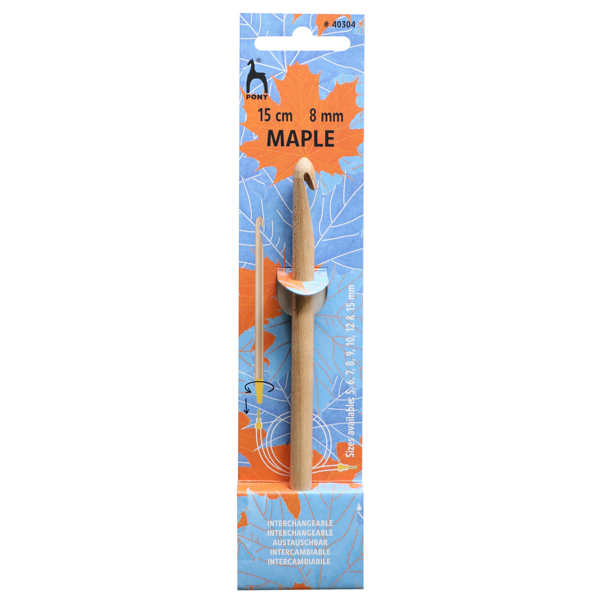 Pony maple wood interchangeable crochet hook with brass fitting, 8.00mm