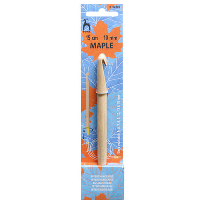 Pony maple wood interchangeable crochet hook with brass fitting, 10.00mm