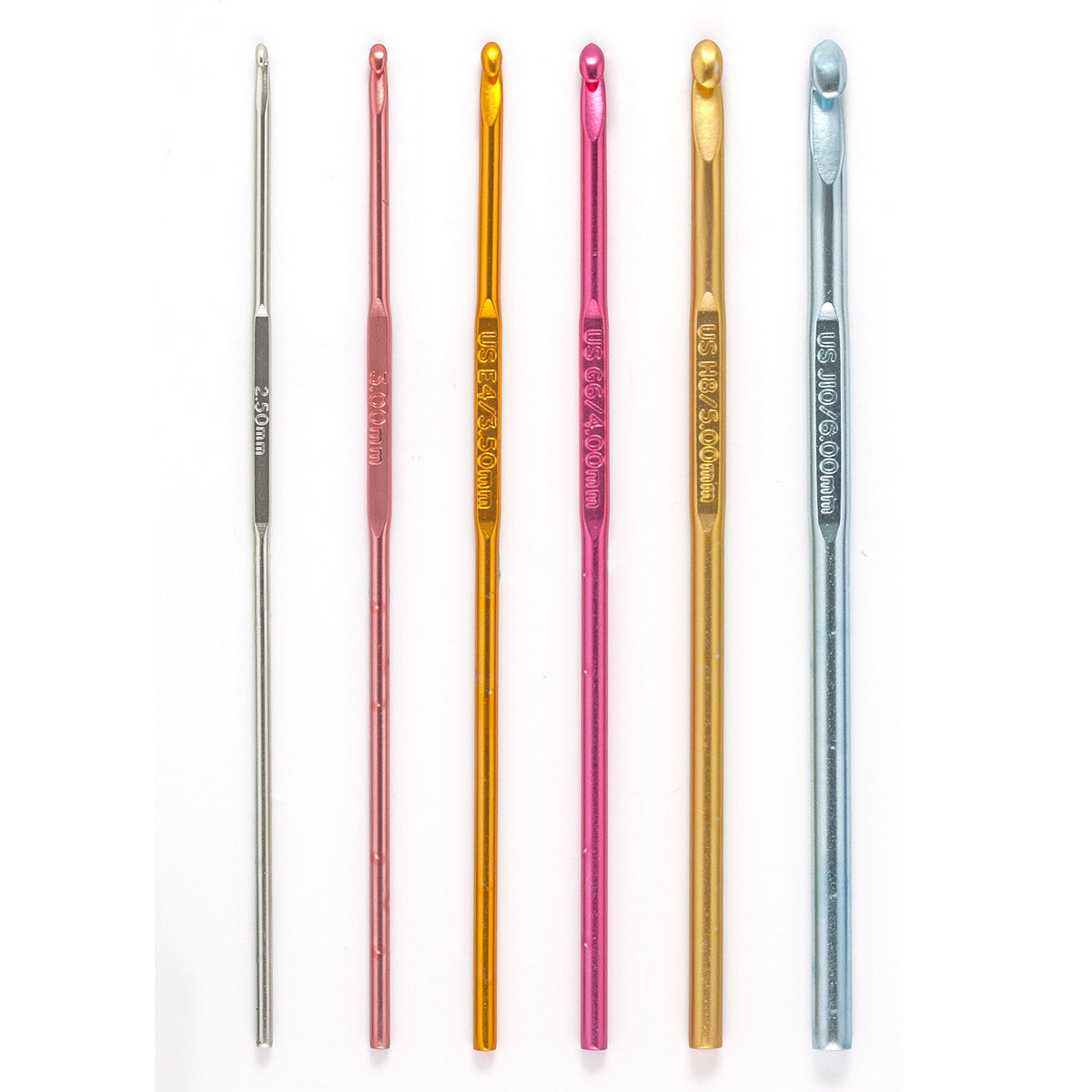 Pony set of coloured aluminium crochet hooks