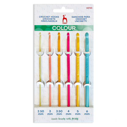 Pony set of coloured aluminium crochet hooks