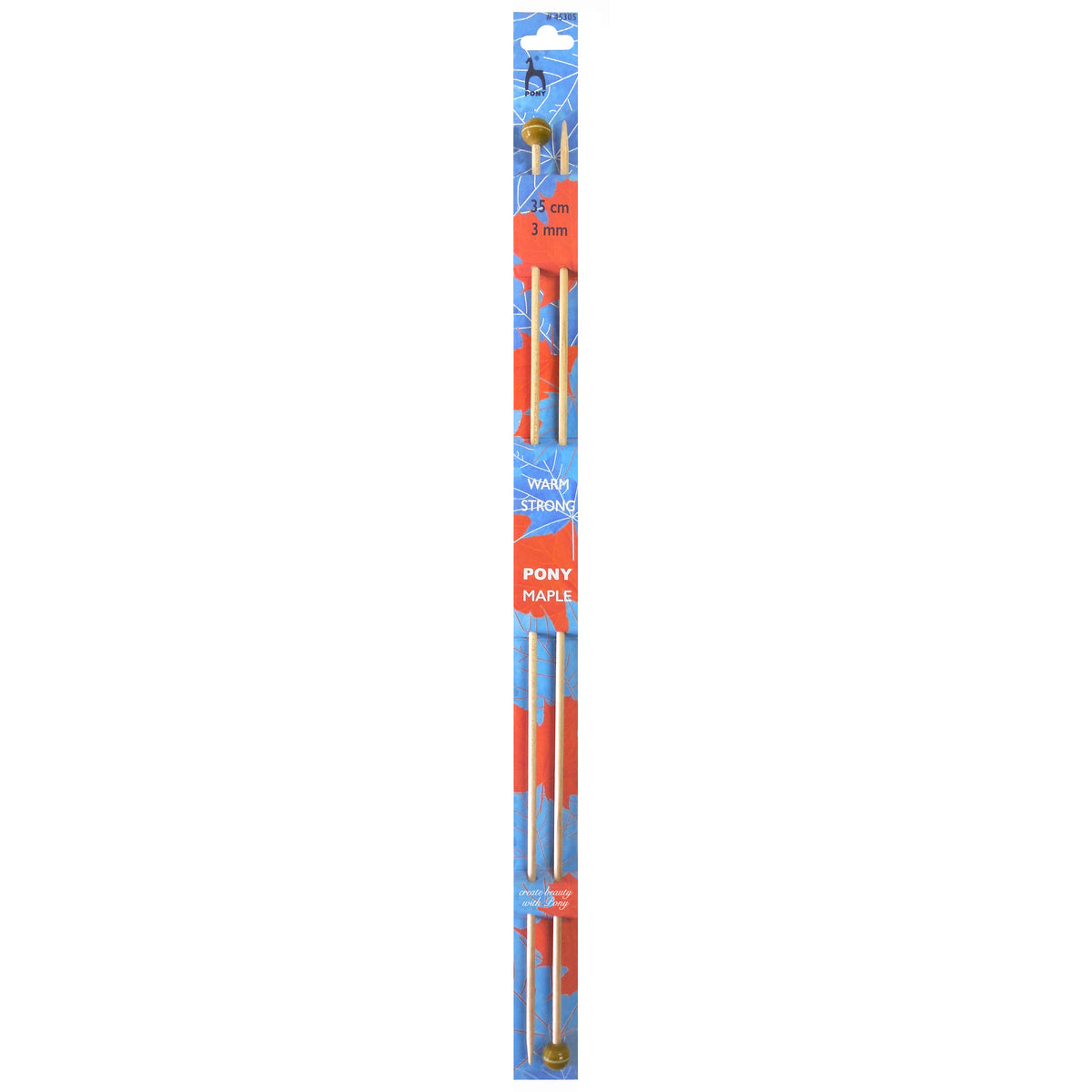 Pony maple knitting needles with hand-painted knobs 3mm