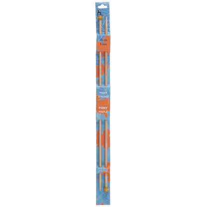 Pair of Pony maple wooden knitting needles 5mm with painted knobs