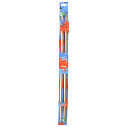 Pair of Pony maple wooden knitting needles 6.5mm with painted knobs