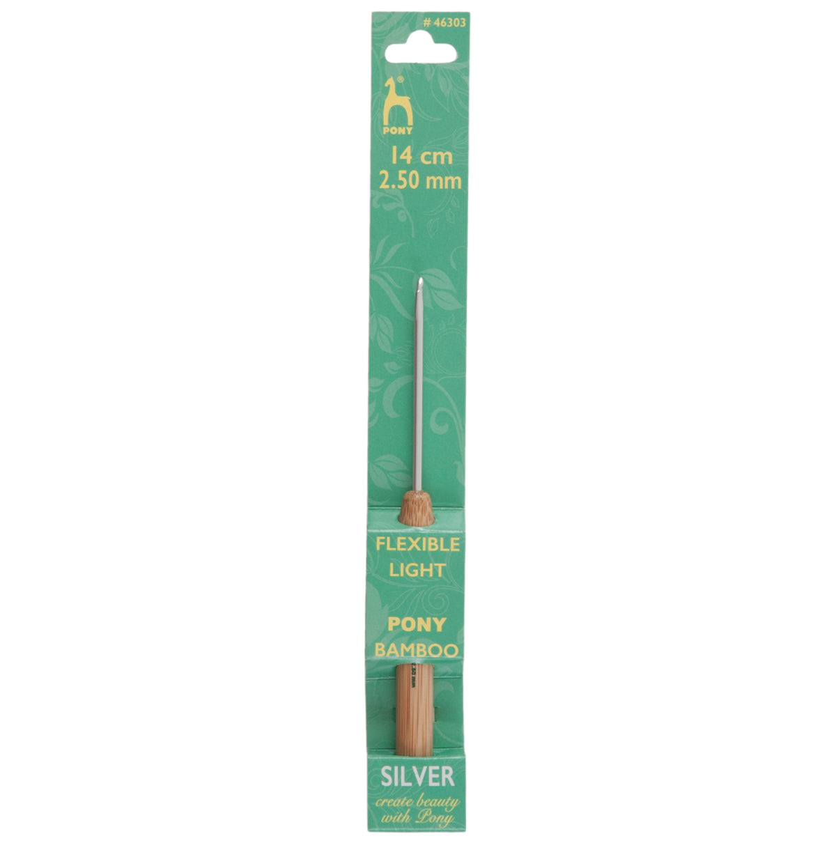 Pony 2.50mm aluminium crochet hook with natural bamboo handle