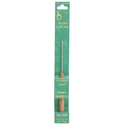 Pony 2.50mm aluminium crochet hook with natural bamboo handle