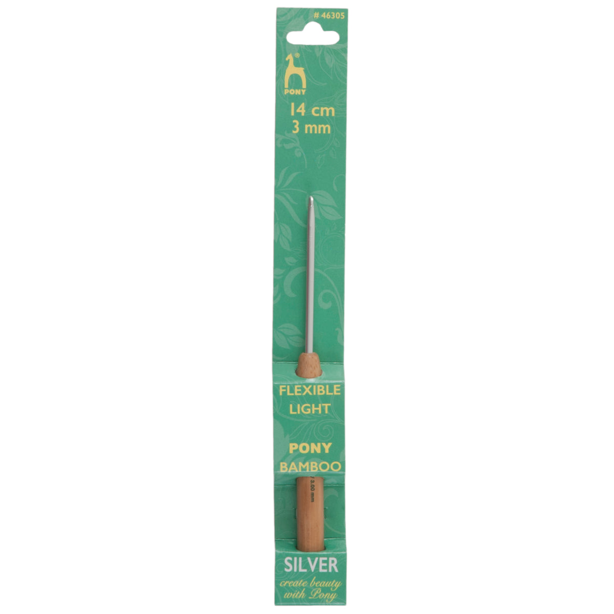 Pony 3.00mm aluminium crochet hook with natural bamboo handle