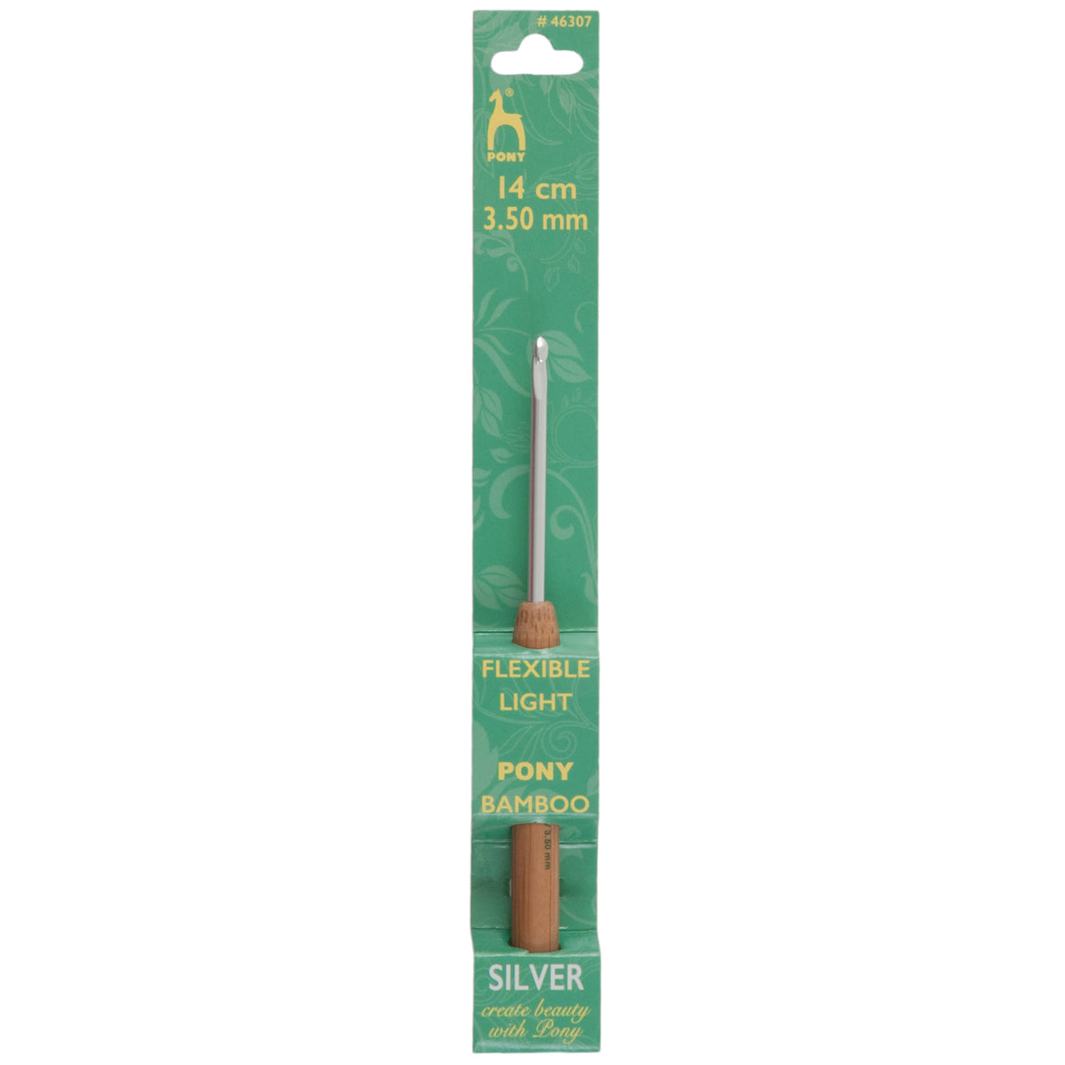 Pony 3.50mm aluminium crochet hook with natural bamboo handle