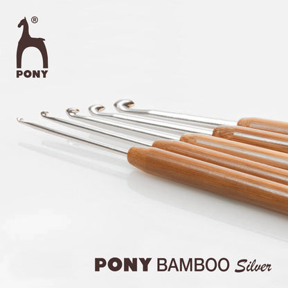 Pony 4.50mm aluminium crochet hook with natural bamboo handle