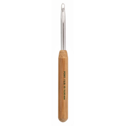 Pony 6.00mm aluminium crochet hook with natural bamboo handle