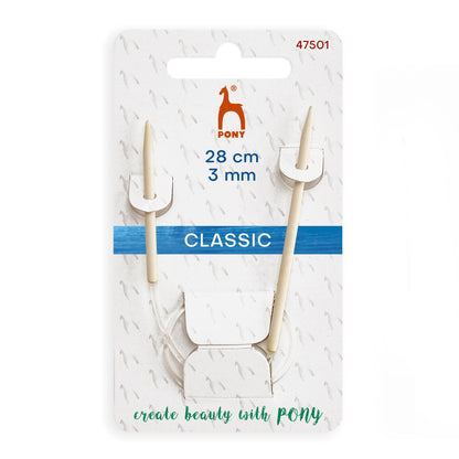 Pony 3.00mm fixed circular sock knitting needle, 28cm