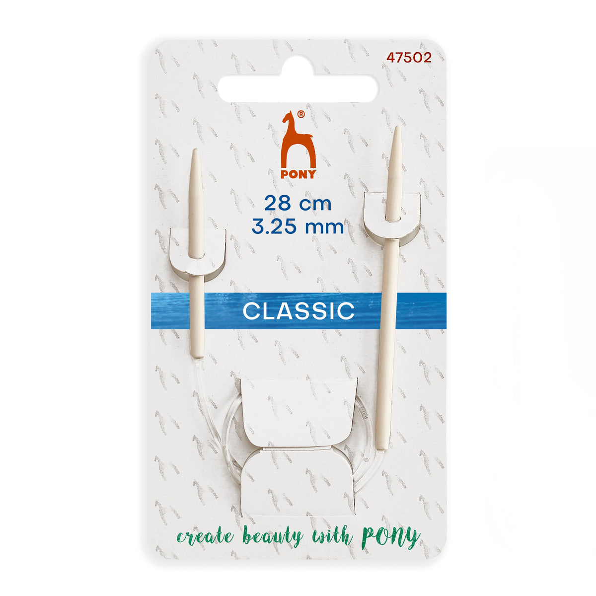 Pony 3.25mm fixed circular sock knitting needle, 28cm